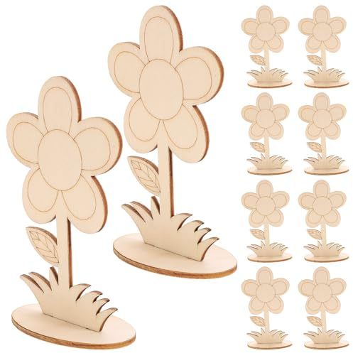 TOMETURE 12 Stück Holzblumen Bastelset zum Bemalen und Dekorieren Blumenform Fördert Kreativität und Handwerkliches Geschick als Tischdekoration
