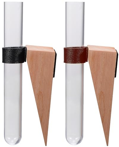 HYTROVE 2 Sets Wall Hanging Plant Containers Test Tubes for Plants Decorative Hydroponic Vase with Solid Wood Stand Suitable for Home Decor Bedroom