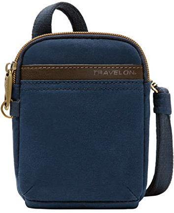Travelon Unisex stöldskydd kurir mini crossbody väska, Marinblått Xsp, 5.5 x 6.5 x 1.5, Travelon stöldskydd kurir mini crossbody
