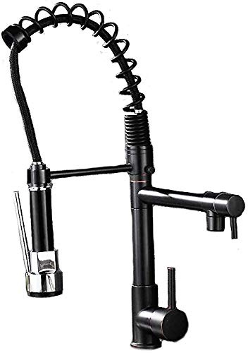 Gastro Profi Spültisch Küche Armatur Mischbatterie Wasserhahn Brause Spiralfeder Ausziehbar Öl eingeriebene Bronze