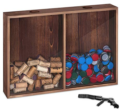 Maverton Kronkorkensammler Korkensammler + Flaschenöffner - Deckelsammler zum Aufhängen - Geschenk Geburtstag für Frauen und Männer - 32x46x8cm - aus Holz