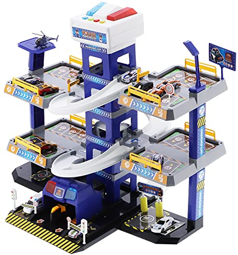 Wakects Arking Lot Car Garage Playset, Garage Parcheggio Giocattoli Grande Giocattolo Parcheggio Garage Fai da te Ascensore e Race Track