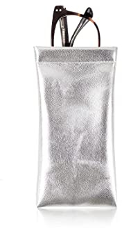 LEEQBCR Étui à lunettes de soleil portable 1 pièce à encliqueter, poche à lunettes, étui à lunettes souple, étui à lunettes de lecture pour dames (argent) (argent)