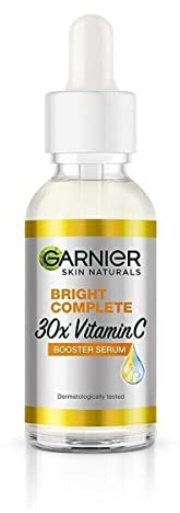 Garnier Bright Complete 30x Vitamin C+ Booster Serum with 2% Niacinamide and 0.5% Salicylic Acid for Skin Brightening and Dark Spots, 15ml