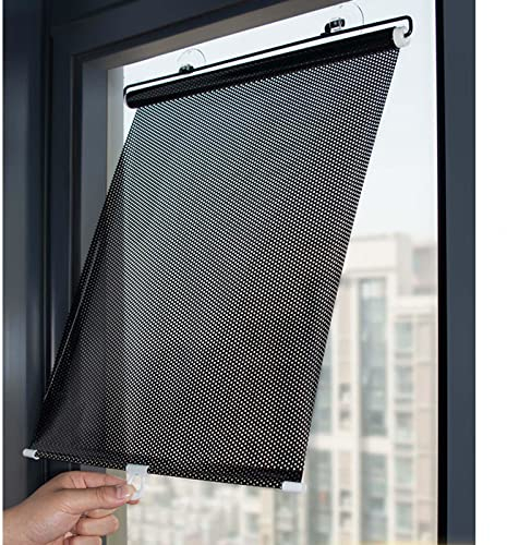 Xrdbfd Fenster Verdunkelungsrollo, 40x60/58x125cm Sonnenschutzrollo, Tragbares Einziehbarer Dachfensterrollo, Schwarzes Verdunkelungsrollo Ohne Bohren Mit Saugnäpfen,58x125cm/23 * 49in