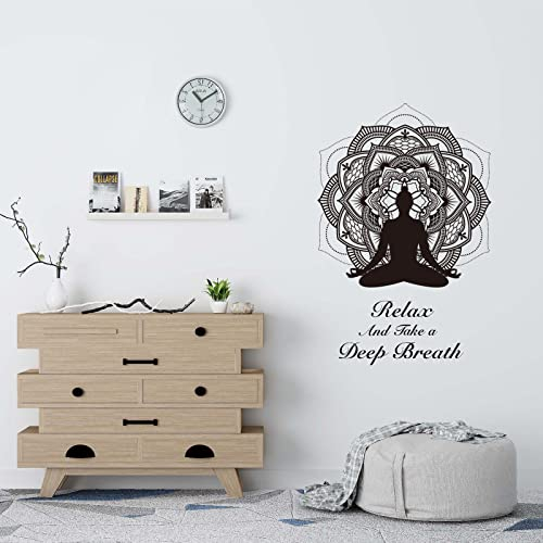 PLIGREAT Vinilos Pared para de flor de loto Relax Dichos Pegatinas de pared Silueta de Yoga Pegatinas de pared Meditación Decoración de Pared Pegatinas para baño Estudio de yoga Dormitorio Decorativos