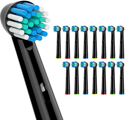 Sulkiwe Aufsteckbürsten Kompatibel mit Braun Oral b Elektrische Zahnbürste, Precision Clean Zahnbürstenaufsatz Geeignet für Oral-B Vitality Pro Genius X Teen TriZone Junior Smart, 16er(Schwarz)