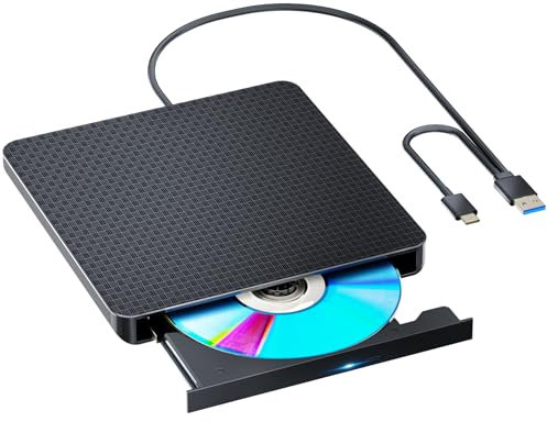 POTVMOSL External Bluray Player Read and Write Portable Burner Compatible With USB 3.0 and Type-C Port for Win 7-11/MAC OS - Reads BD/DVD/CD