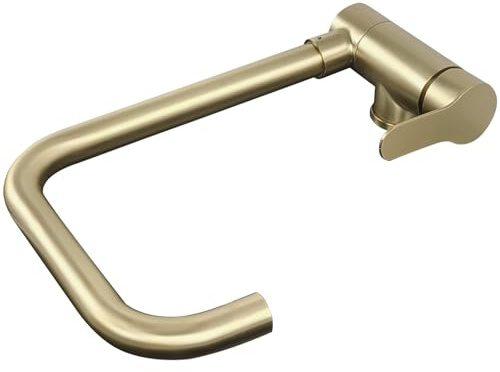DMOZMSY Brushed Golden Folding Kitchen Faucet in Front of Window 304 Stainless Steel Rotating Foldable Mixer Tap for Camping RV Boat
