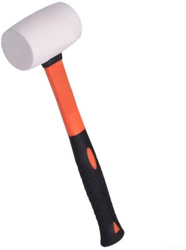 Zilimontt Multi-Purpose Mallet Soft Hammer, Shock Absorbing Grip, Rubber Mallet Fibre Handle with Solid Rubber Head and Fiberglass Shaft for Tiling, Bricklaying, Basic Home Maintenance(White)