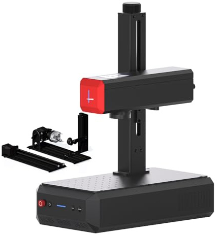 ComMarker B6 30W JPT Mopa Fiber Engraver with Rotary Axis, Auto Focus Screen, Portable Laser Engraver, Color Marking, 150mm x 150mm, Lightburn Compatible, Laser for Metal, Plastic, Jewelry