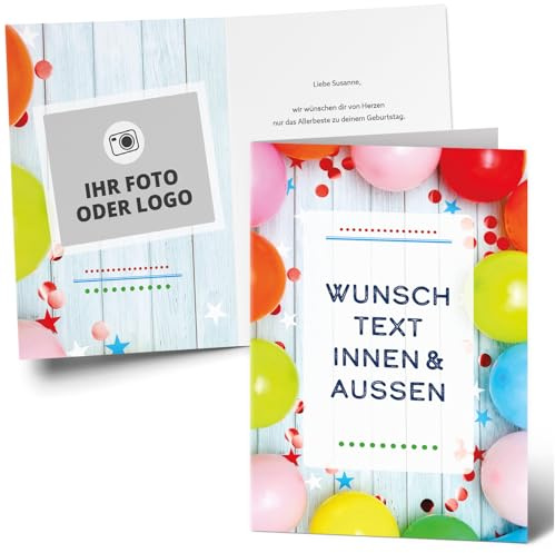 Einladungskarten Manufaktur Hamburg XXL Glückwunschkarte Geburtstag PERSONALISIERT | A4 Grußkarte | Große XL Maxi Karte | Geburtstagskarte | Umschlag | Text Foto selbst gestalten | 01