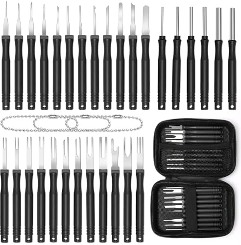Windspeed Terminal Pin Removal Tool, Pin Extractor Wire Terminal Release | 30+4P, Electrical Pin Removal Tool Kit for Car Connector (Black)