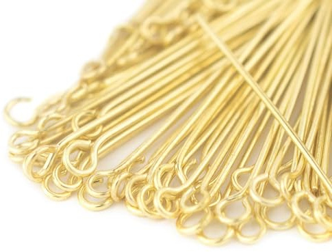 304 Edelstahl Eye Pins 300pcs Kopf Pin Kugelkopf Pins Entdeckungen Open Eye Pin Ohrring Anhänger Schmuckherstellung Ösenstifte Edelstahl Ohrring Anhänger Perlen Schmuck für DIY (Gold)