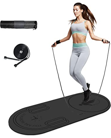 LaiEr Springseilmatte, Fitness-Übungsmatte, Knieschutz, Stoßdämpfung, Springseilmatte, rutschfest, für das Fitnessstudio zu Hause (140 cm x 62 cm x 8 mm) Grey