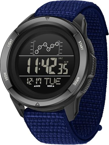 findtime Orologio Militare da Uomo, Orologio Tattico Sportivo Digitale Impermeabile, Cinturino in Nylon, Orologio Elettronico da Uomo LED, con Sveglia e Cronometro Luminescente, Relojes para Hombres