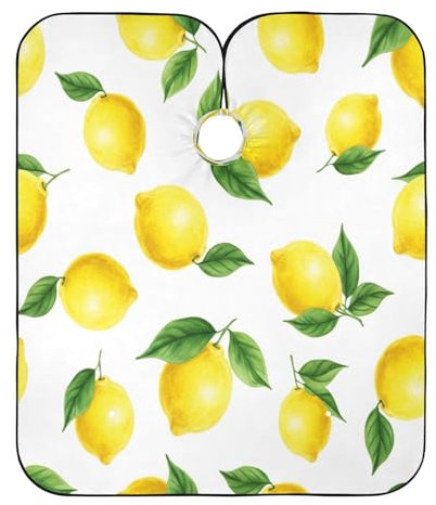 Mantella protettiva per capelli da parrucchiere, con limoni gialli luminosi, colore bianco, grembiule da barbiere