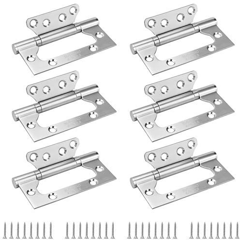 6 Pezzi Cerniere per Porta, Ardini per Porte 100mm con Viti Antiruggine, Cerniera In Acciaio IInossidabile con Cuscinetti a Sfera per Porte Legno, Mobili Argento
