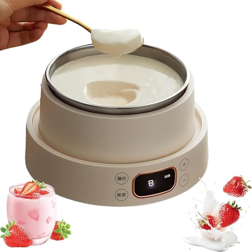 Yogurtiera da 15 W, 1 L, Yogurtiera in acciaio inossidabile 304 con display a LED, timer regolabile, adatta per la cucina domestica