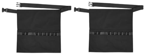 Amosfun 2 Stück Friseurschürze Halbschürze Schwarz mit Verstellbarem Taillengürtel Robuste Salon Werkzeugtasche für Friseure und Wimpernstylisten