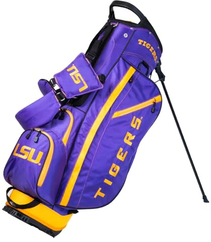 Team Golf NCAA LSU Tigers Fairway Golf Stand Bag Fairway Golf Stand Bag, Lightweight, 14-way Top, Spring Action Stand, Insulated Cooler Pocket, Padded Strap, Umbrella Holder & Removable Rain Hood