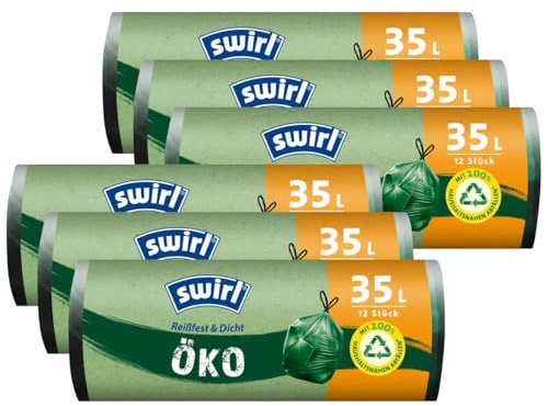 Swirl Öko Müllbeutel 35L 12 stk./ Rolle mit Zugband (6er Pack)