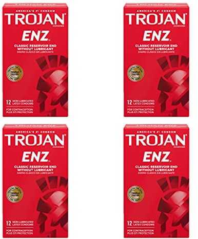 Trojan Non-Lub Latex Condoms, Enz 12 ct - 4pk