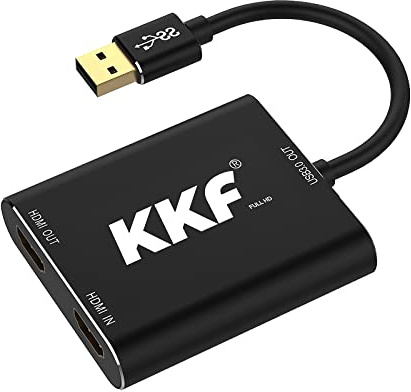 KKF 4K HDMI Capture Card, 1080P 60FPS Video Capture Card for Streaming and Recording of PS5, PS4, Xbox Series X/S, Nintendo Switch via DSLR OBS with HD Ultra-Low Latency (USB A 3.0)