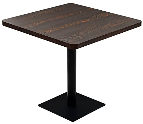 vidaXL Bistrotisch MDF und Stahl Quadratisch 80×80×75cm Dunkle Esche
