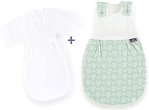 Träumeland S0103257 Babyschlafsack-SET LIEBMICH Blumig, Außenschlafsack Größe 80/86 mit doppelt reguliererbarer Belüftung und passendem Innenschlafsack, mehrfarbig