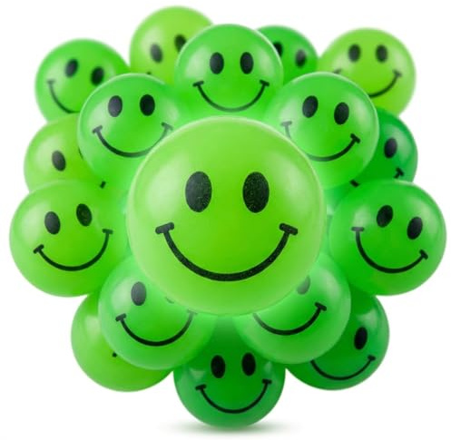 Bedwina 144 Pcs Bulk Bouncy Balls Glow in The Dark - (1inch / 27mm) Diameter, High Bouncing, Small Rubber Smile Face Bouncing Balls for Kids, Vending Machines, Valentine's Day Goodie Bag, Party Favor