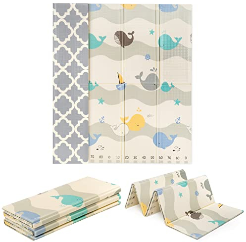 Sweety Fox Baby Spielmatte 180x200 1,5cm - XXL krabbeldecke für Baby - Spielmatte dick Wendbar Gepolstert Schaumstoff - Baby krabbelteppich faltbar