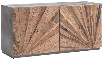 Woodkings Sideboard Derby I BxHxT: 160x80x50 cm I rustikale Kommode aus Altholz - Metall Mix I Industrial Design für Wohnzimmer oder Esszimmer