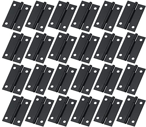 HEVSTIL Bisagras de puerta pequeñas de 38 x 24 mm, bisagras de puerta pequeñas para piano y gabinete, paquete de 24, color negro