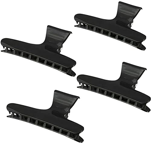 AKH® 4 Psc butterfly hair Clips | 3.15 Hair Claw Clips | Butterfly Hairdresser Clamps | Sectioning Clip for Saloon | Hair Styling Accessories for Women and Girls | Butterfly Hair Claw (Black)