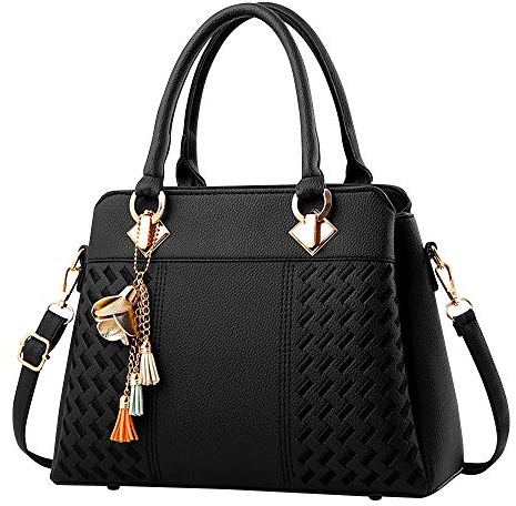 ACNCN Women Handbags Shoulder Bag Crossbody Messenger Bag Tote Satchel for Lady PU Leather Purse(Black)