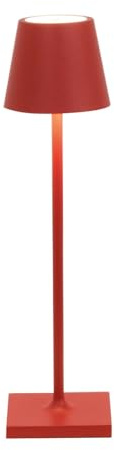 Zafferano, Poldina Micro Lampe, Kabellose, Wiederaufladbare Tischlampe mit Touch Control, Geeignet für Wohnzimmer und Außenbereich, Dimmer, 2200-3000 K, Höhe 27,5 cm, Farbe Rot