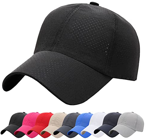 Baynetin Masche Baseball Kappe, Herren Atmungsaktive Schnell Trocknend Basecap, Mesh Freizeit UV Baseballmütze Verstellbar Sport Cap (Schwarz)