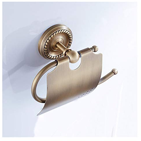 Bathroom towel bar Bronze Bathroom Accessories Antique Toilet Brush Holder Vintage WC Roll Paper Holder Ceramic Double Cup Holder Brass Soap Dishes (Color : Paper holder)