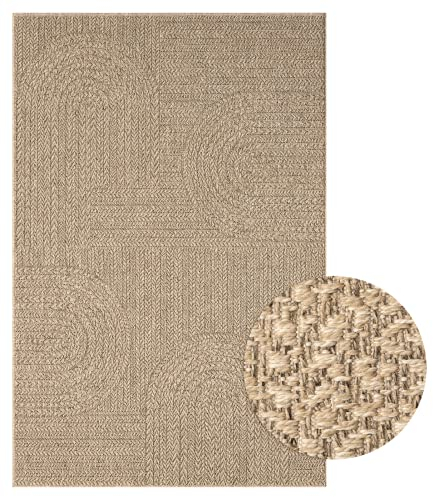 the carpet Kansas - Stilvoller Teppich im Jute-Look, ideal für Wohnzimmer, Esszimmer & Flur, pflegeleicht und wetterbeständig für Indoor & Outdoor, ca. 160 x 230 cm