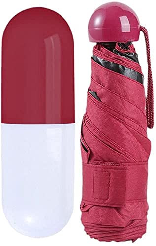 DUXEDO Ombrello da Viaggio, ombrellone da Spiaggia, ombrellone Mini Capsula Cinque ombrelli Pieghevoli Uomo e Donna ombrellone Pieghevole ombrellone Tascabile (Color : Rose Red)