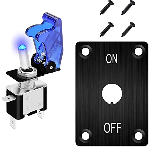 VISSQH 1Pcs 12V-24V LED Pannello interruttori a levetta,Auto Interruttore 12V, LED 1 Gruppi 12V pannello interruttore,Interruttore a Levetta SPST -per Auto Camion Barca(Blu)