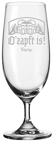 Leonardo O'zapft is! Vaso de cerveza con grabado, personalizable con nombre, tulipán de cerveza como regalo, idea de regalo para hombres para cumpleaños, regalos para papá para el día del padre, 280