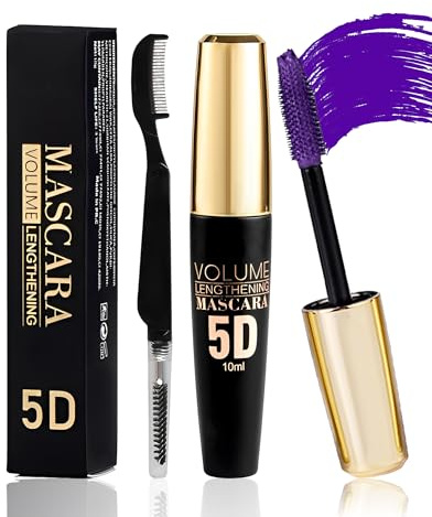 5D Mascara Volume et Longueur Violet, Mascara Extension de Cils Effet Volume,Waterproof et Longue Tenue avec une Définition Précise,Not Blooming Eye Lashes Thick Curling Maquillage pour Femmes-05 | Mascara violet en fibre de soie pour cils - Volume et longueur - Longue durée - Maquillage des yeux pour cosplay et fête