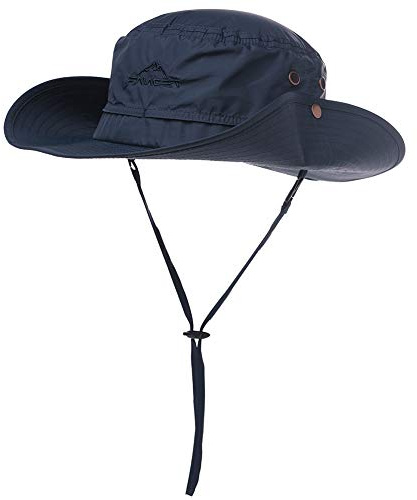 Comhats Outdoor Faltbarer Boonie Herren Buschhut mit Kinnband UPF 50+ Schwarzblau M 54-57CM