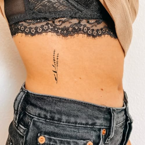 Inkster Tattoo - Lavendelblüten Tattoo | Temporäres Tattoo mit EU-Kosmetikzertifizierung | wasserfest + vegan | revolutionäres 2-Wochen-Tattoo | Fake Tattoos und Klebetattoos für Erwachsen