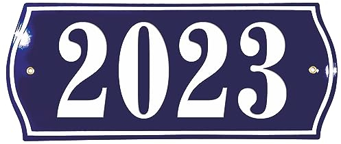 Hausnummer Hausnummernschild Emaille 15x37 cm, Emailschild, Hausschild, Individuell anpassbare Hausnummer, Vorbohrungen, Wetterfest, Türschild, Wunschtext, Keramik Emaille (Marineblau)