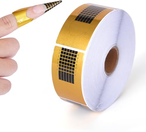 ALXBSONE 500 Stück Nagelschablonen, NagelverläNgerung Schablone, Nagelschablonen VerläNgerung, Nail Extension Forms, Nagellack ZubehöR für Gel-Nägel & Nagel-Verlängerung (Goldene)