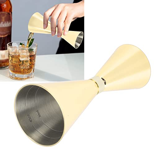 BestAlice Jigger para Bartending, Jigger de Cóctel Doble, Taza Medidora de Jigger de Acero Inoxidable, Taza Medidora de Bartending Integrada de 30 Ml/60 Ml Jigger Medidor para Bar en Casa(Oro)