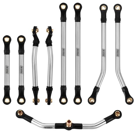 INJORA Stainless Steel Steering Link & 41g High Clearance Chassis Links Set for 1/18 RC Crawler TRX4M High Trail K10 F150, 6g